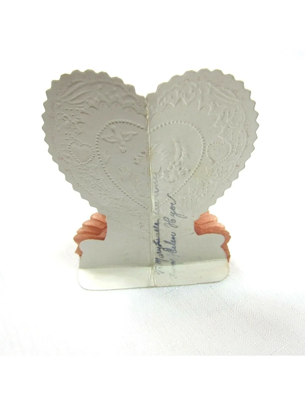 Vintage Valentine Beistle Honeycomb Stand Up Heart Girl & Blue Bird USA 1920-30s